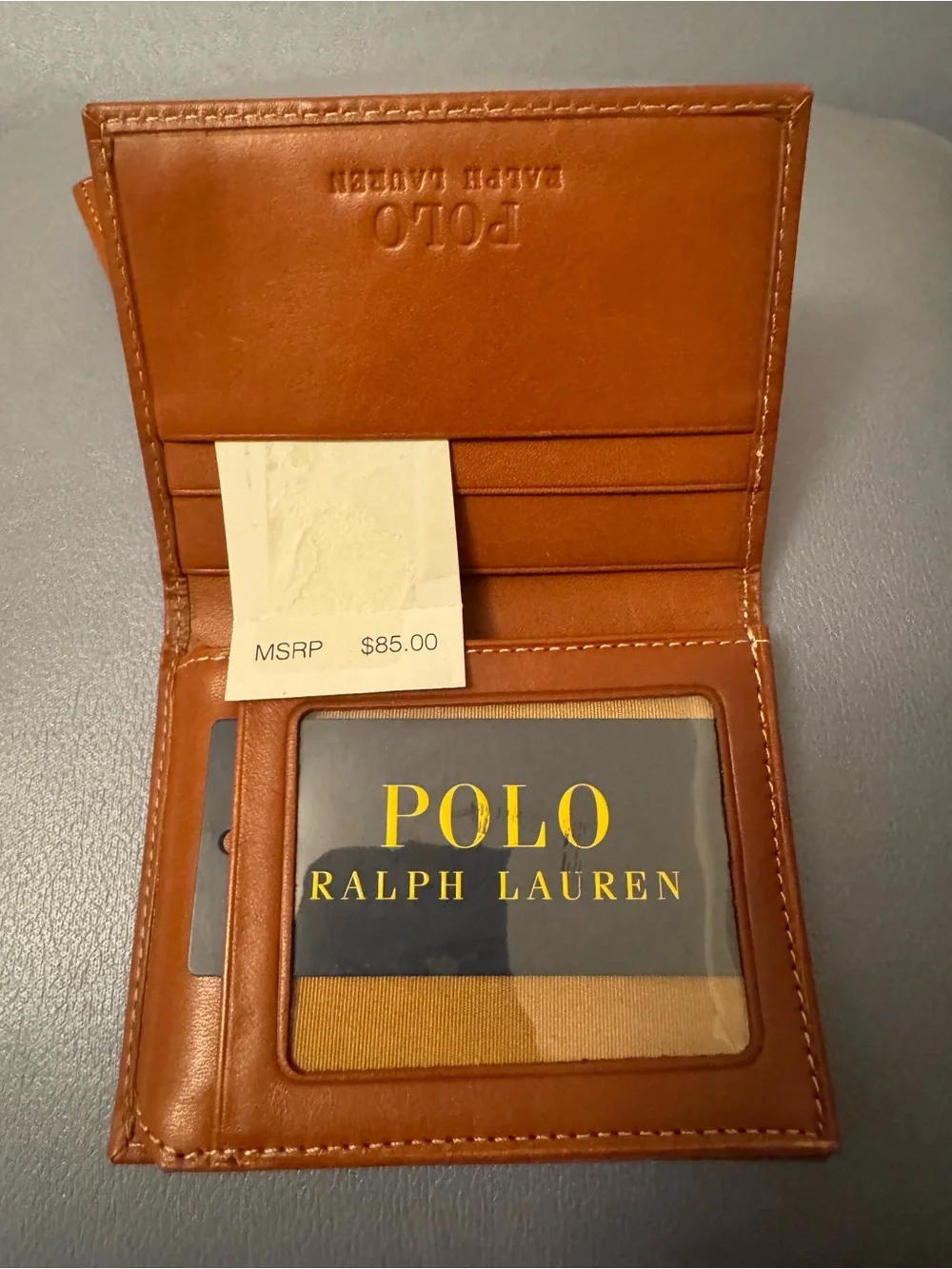 POLO RALPH LAUREN MEN’S LEATHER BILLFOLD ID FLIP WALLET& Money Clip Magnetic